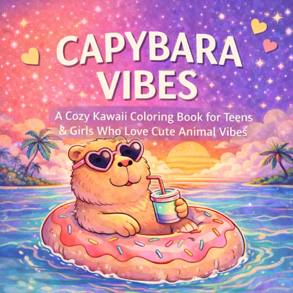 Capybara Vibes: A Cozy Kawaii Coloring Book for Teens & Girls Who Love Cute Animal Vibes