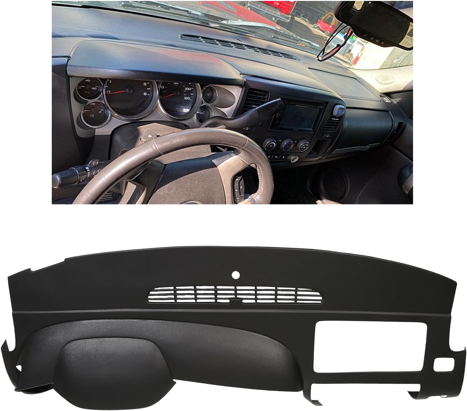 Kojem Black Dash Board Cover Compatible with 2007-2013 Chevy Chevrolet Silverado LS LT WT Base GMC Sierra SL SLE WT Base Dashboard Panel Cover Glovebox Dashboards ABS Plastic