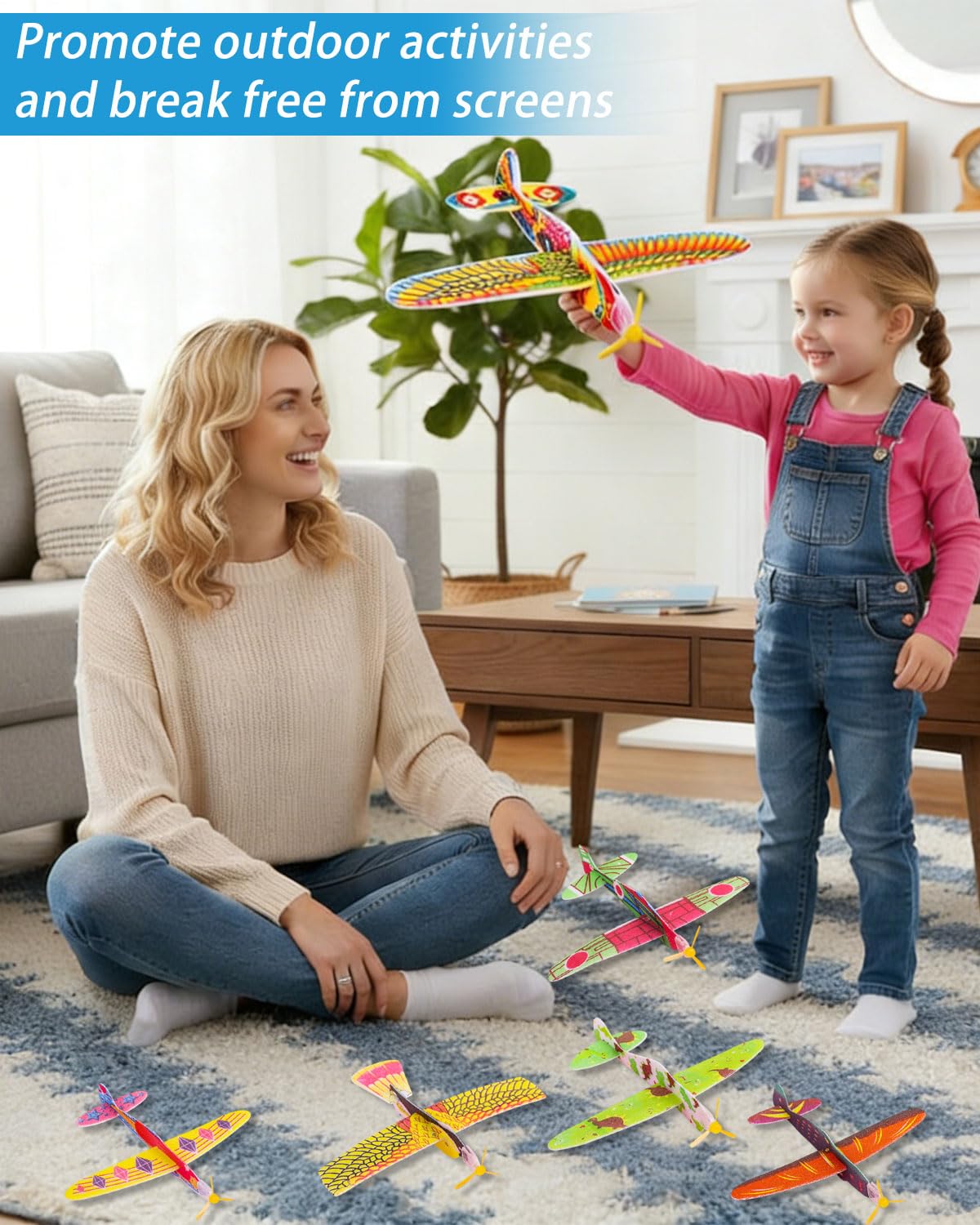 6 Pezzi Aereo Polistirolo Bambini, Aereo Giocattolo Giochi Bambino 3-8 Anni Regalo, Aliante Aeroplano Schiuma Regalo Natale, Giocattolo Grande Giochi Giardino Esterno