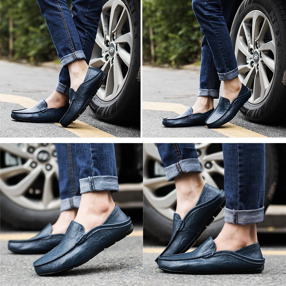 Mocasines Hombres Zapatos de Vestir Casuales Holgazanes Slip On Verano Plano Cuero Zapatos de Conducción Zapatillas