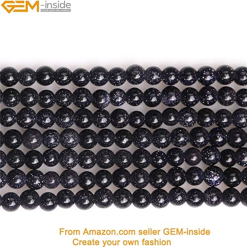 Miniatura 495 de GEM-Inside - Cuentas sueltas de piedra de lava negra natural de 0.315 in para hacer joyas, 15 pulgadas Cordierita de grado A