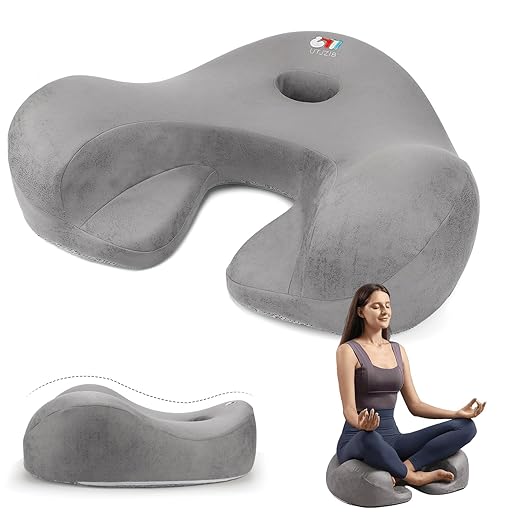 Meditation Cushion & Floor Pillow Seat - Ergonomic Comfortable Memory Foam Set Relieves Numbness Tailbone & Hip Pain from Long Sitting, idea for Reading, Yoga.