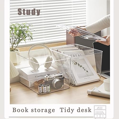 Miniatura 5 de Contenedores de almacenamiento de plástico transparente con tapas, 3 paquetes, contenedores de almacenamiento para aperitivos, cosméticos, libros,