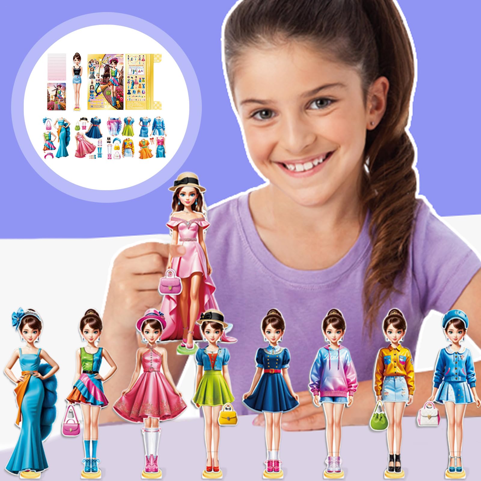 Magnetic Dress-Up - 130g Magnetic Dolls, Early Educational Fashion Designer Doll, Refer to description - Image 3