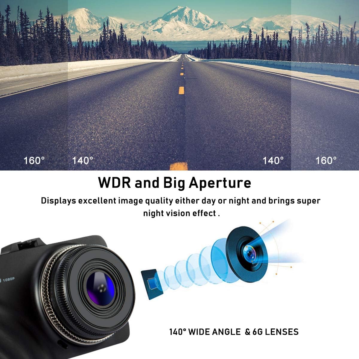 Car Dash Cam,1080P Car Camera Car On-Dash Video DVR Dashboard Recorder with 3.0" LCD Screen, Night Vision, G-Sensor, WDR, Loop Recording, Parking Monitor Motion Detection