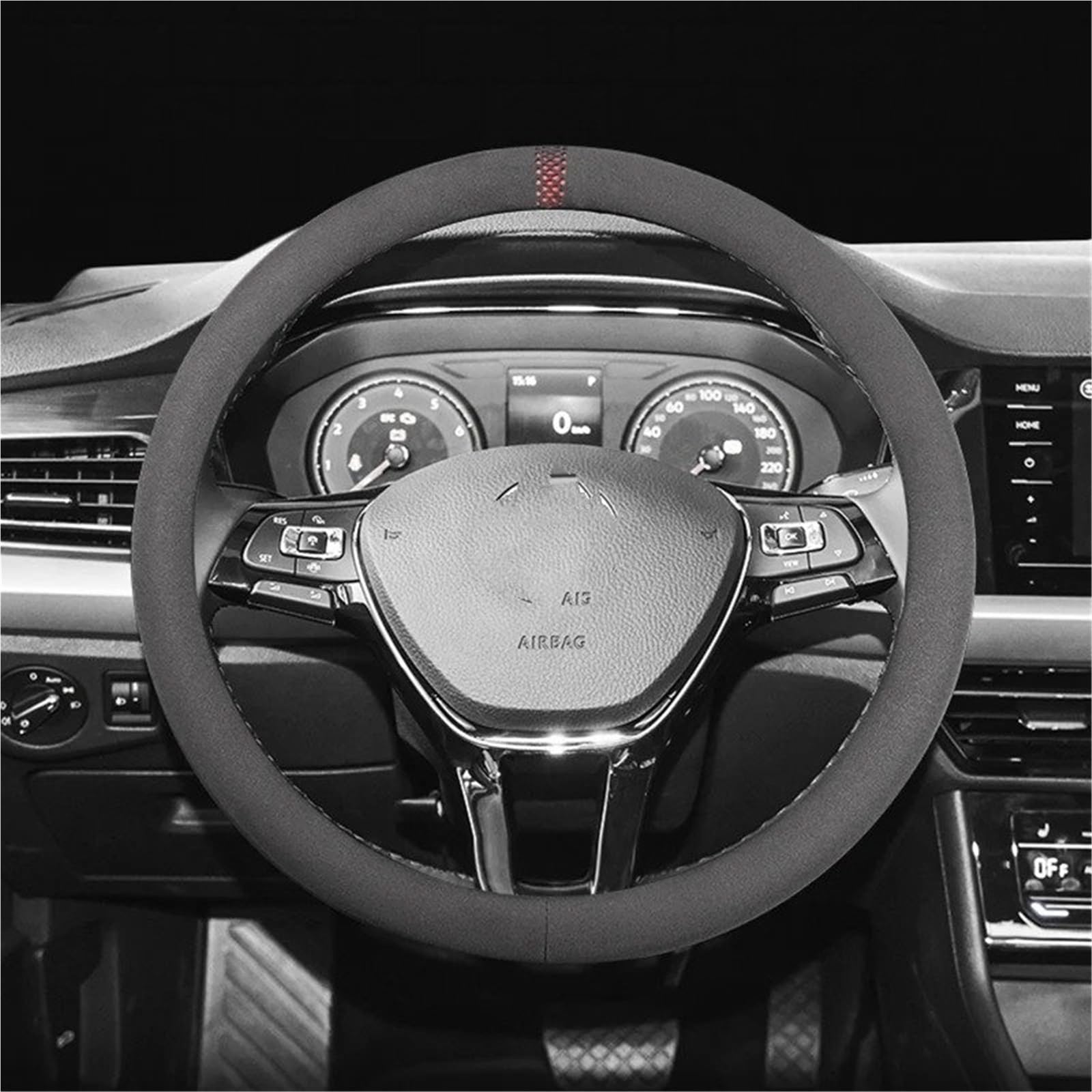 Funda Volante Protector Negro para Volante De Coche Cubierta para Volante Accesorios Adecuados para Interior De Coche Protector De Volante(Yellow O)