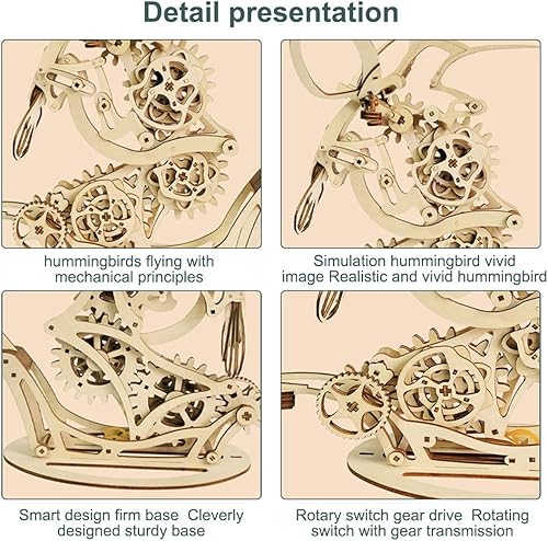Miniatura 6 de Generic Rompecabezas de metal de montaje 3D, modelo de colibrí mecánico, hecho a mano, juguete de ensamblaje, rompecabezas 3D de desafío de