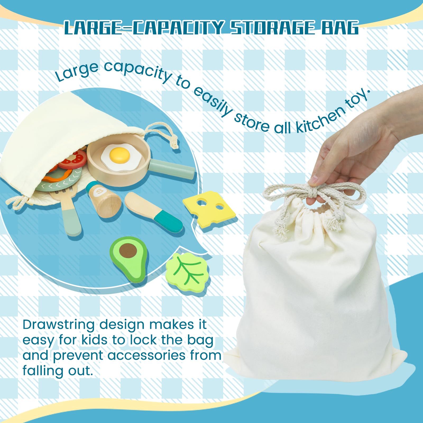 Masonbaby Wooden Play Cooking Set, 36pcs Kitchen Set for Toddlers, Play Food Sets for Kids Kitchen, Wood Play Kitchen Accessories with Fake Food,Pot & Pan,Utensils,Gifts for 3 4 5 Years Old Girls Boys