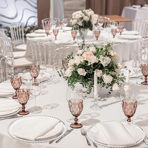 Miniatura 4 de 50 platos de carga transparentes de 13 pulgadas redondos de plástico con borde de cuentas, platos decorativos para el hogar, boda, cocina,