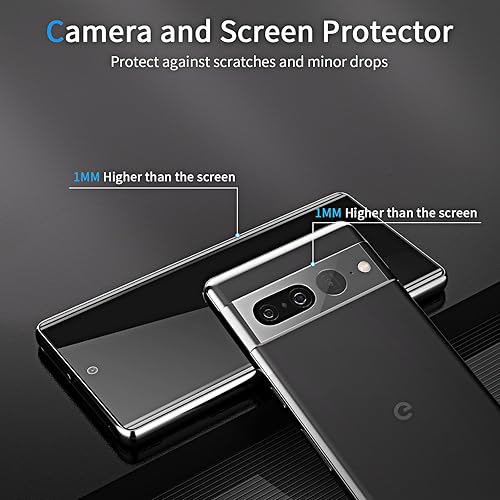 Miniatura 6 de Paquete de 2+2 protectores de pantalla de privacidad para Google Pixel 8, protector de pantalla de vidrio templado antiespía y protector de lente de