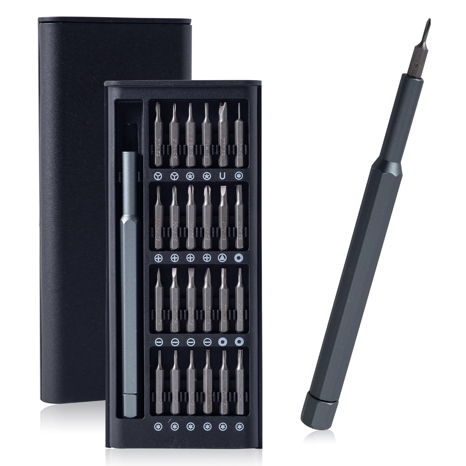 Generic 24 in 1 Mini Screwdriver Set,Small Screwdriver Set, Professional Magnetic Mini Repair Tool Kit for Precision Repairs of Laptops, Glasses, Cameras, Etc, Grey