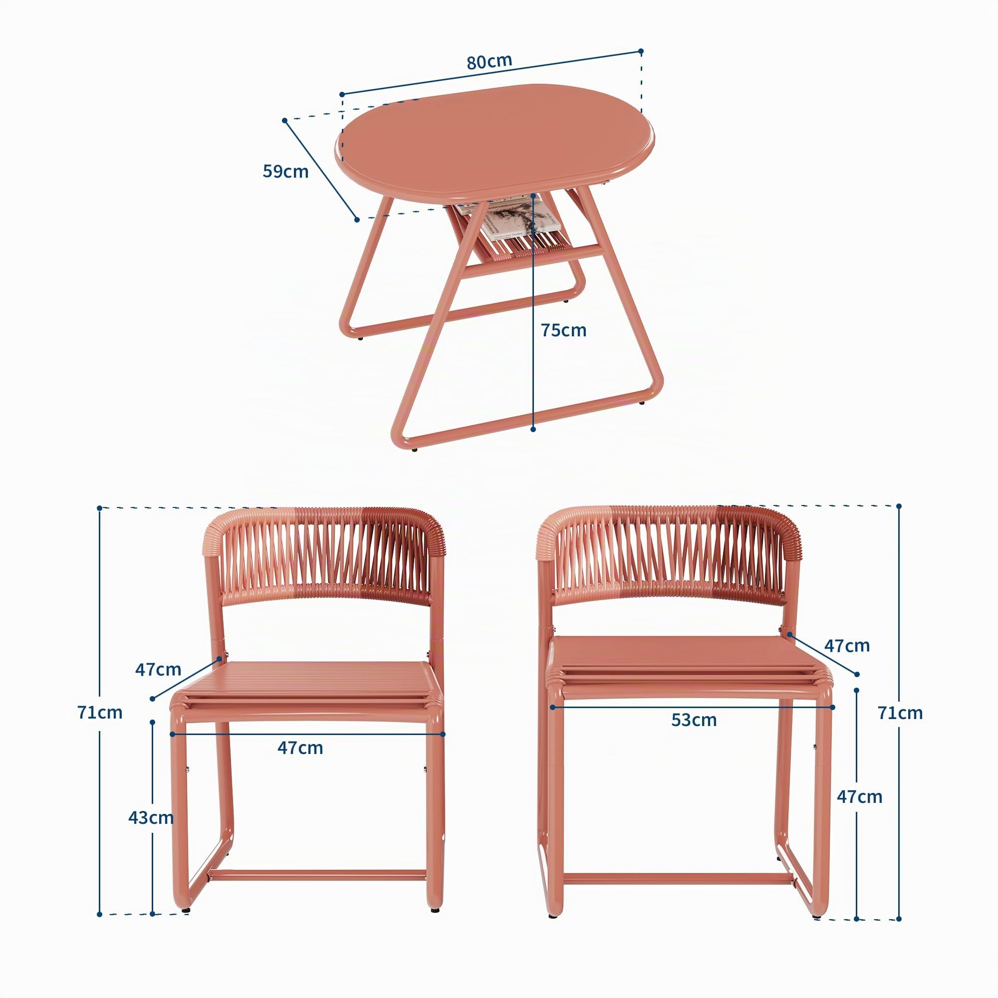 Set de Bistrot de Jardin 3 Pièces, Design Compact Cafés, Bars