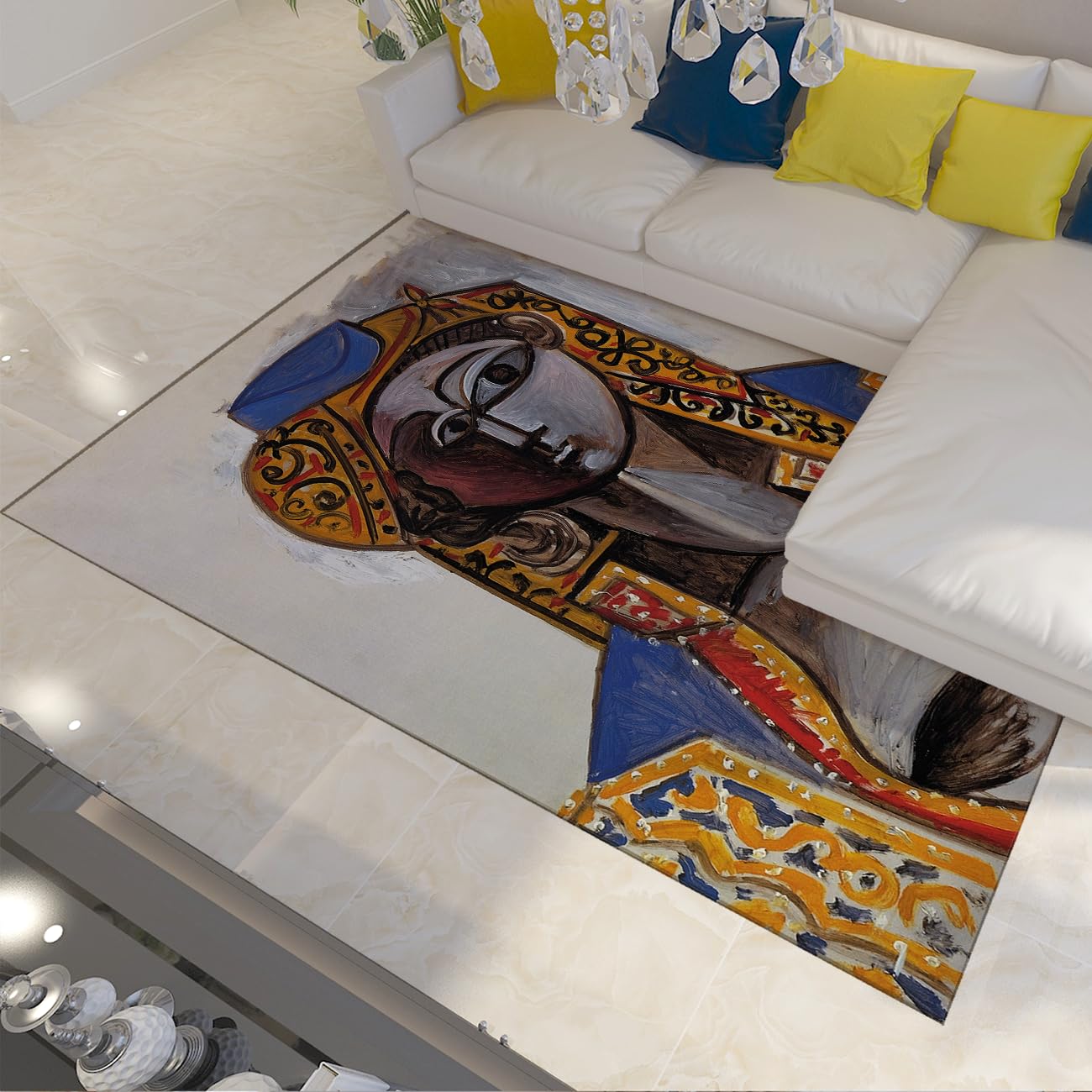 Tapis peinture bohème 60x90 pour sublimer votre salon et espace de jeux enfant