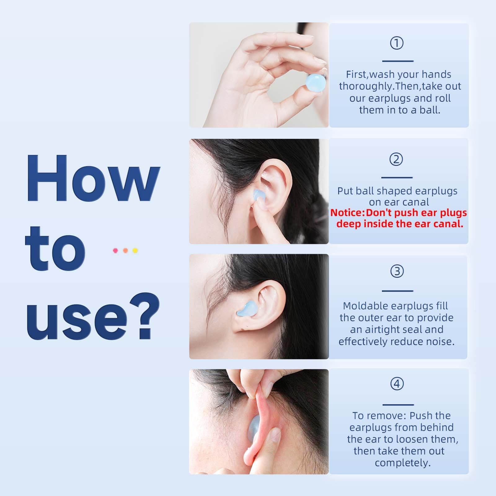 LYSIAN 27dB Moldable Silicone Ear Plugs for Sleep and Swim, 6 Pairs, Blue — Amazon image 7