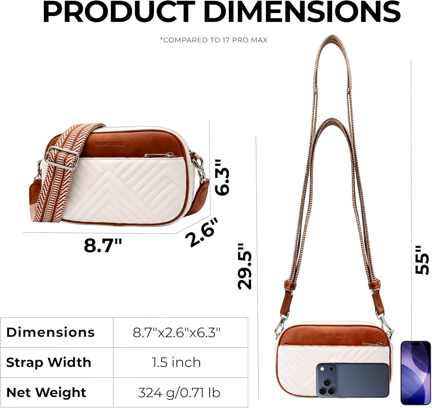 Vantamo Premium Quilted Crossbody Bags for Women with Anti-Pickpocket Clip, Vegan Leather Handbags, Travel Purses for Women - Image 3