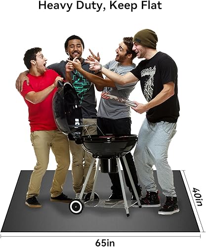 Miniatura 5 de Tapetes grandes para debajo de la parrilla de 65 x 40 pulgadas, resistentes al fuego, de doble cara, impermeables, a prueba de aceite y protector de