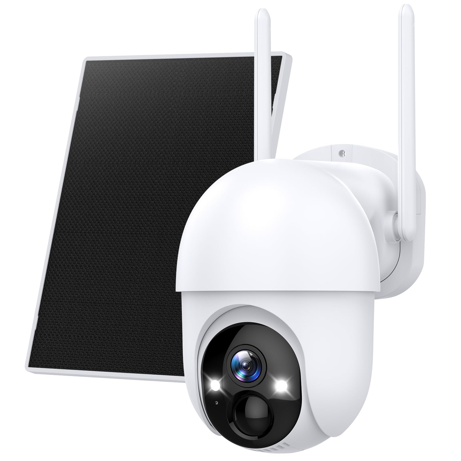 Caméras de sécurité sans fil pour la maison et l'extérieur, caméras de sécurité solaires sans fil PTZ 355°, caméra WiFi 3MP 2K FHD avec projecteur, détection de mouvement, sirène, vision nocturne