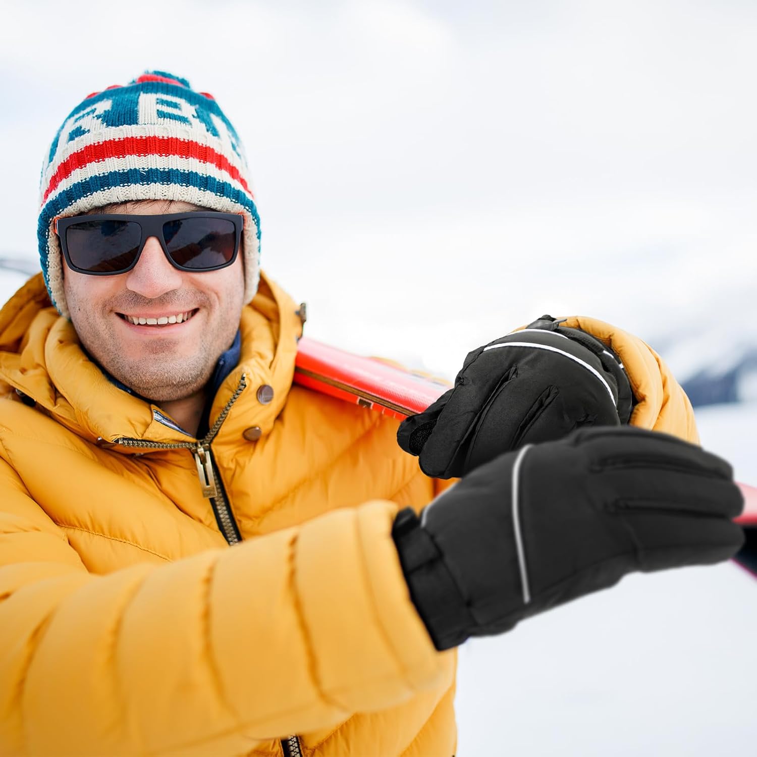 Tarpop 3 Pairs Mens Ski Gloves Winter Warm Women Gloves Adjustable Non Slip Snowboard Snow Waterproof Warm - Image 2