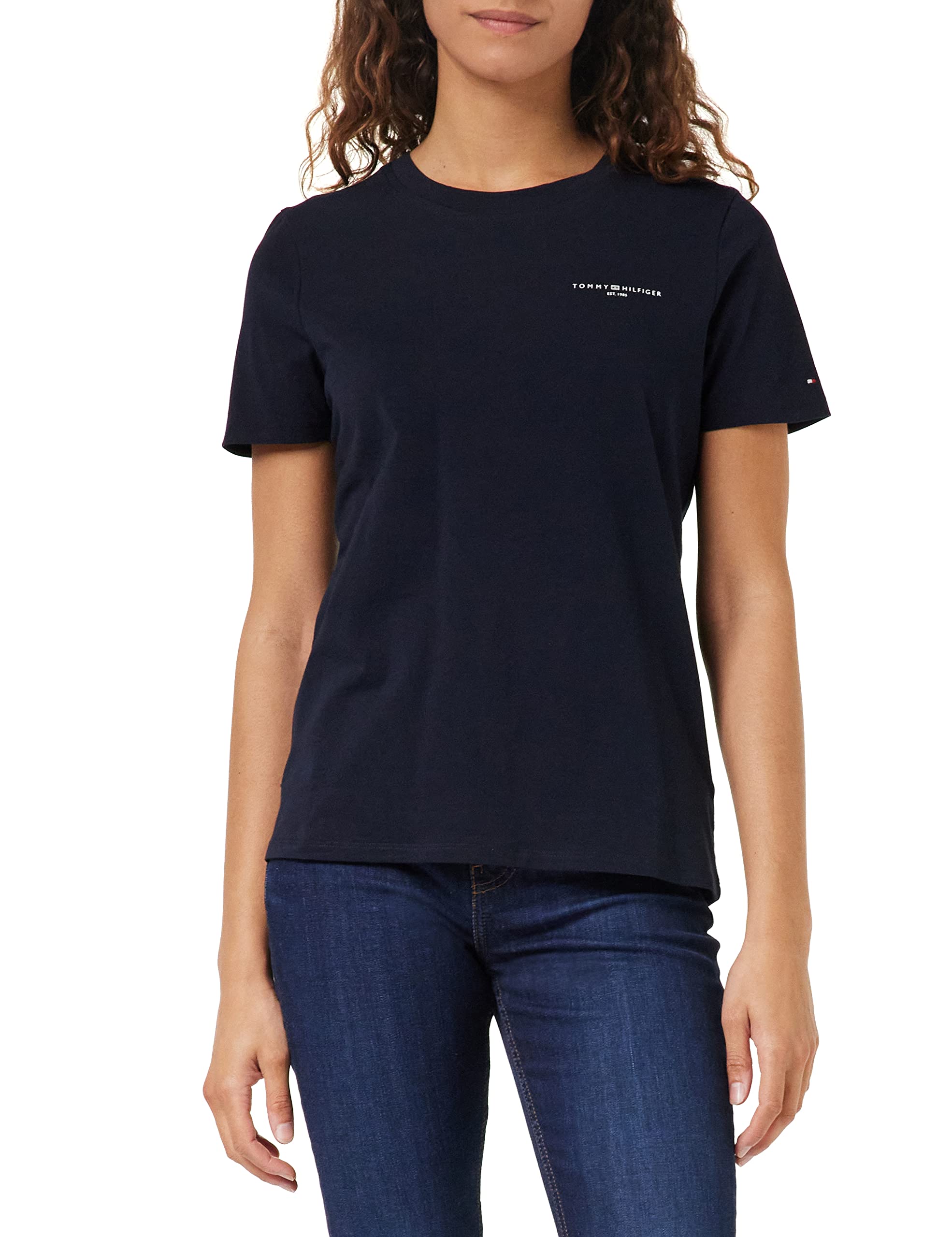 Tommy Hilfiger Womens 1985 Reg Mini Corp Logo C-nk Ww0ww37877 S/S Knit Tops, Desert Sky, XL UK