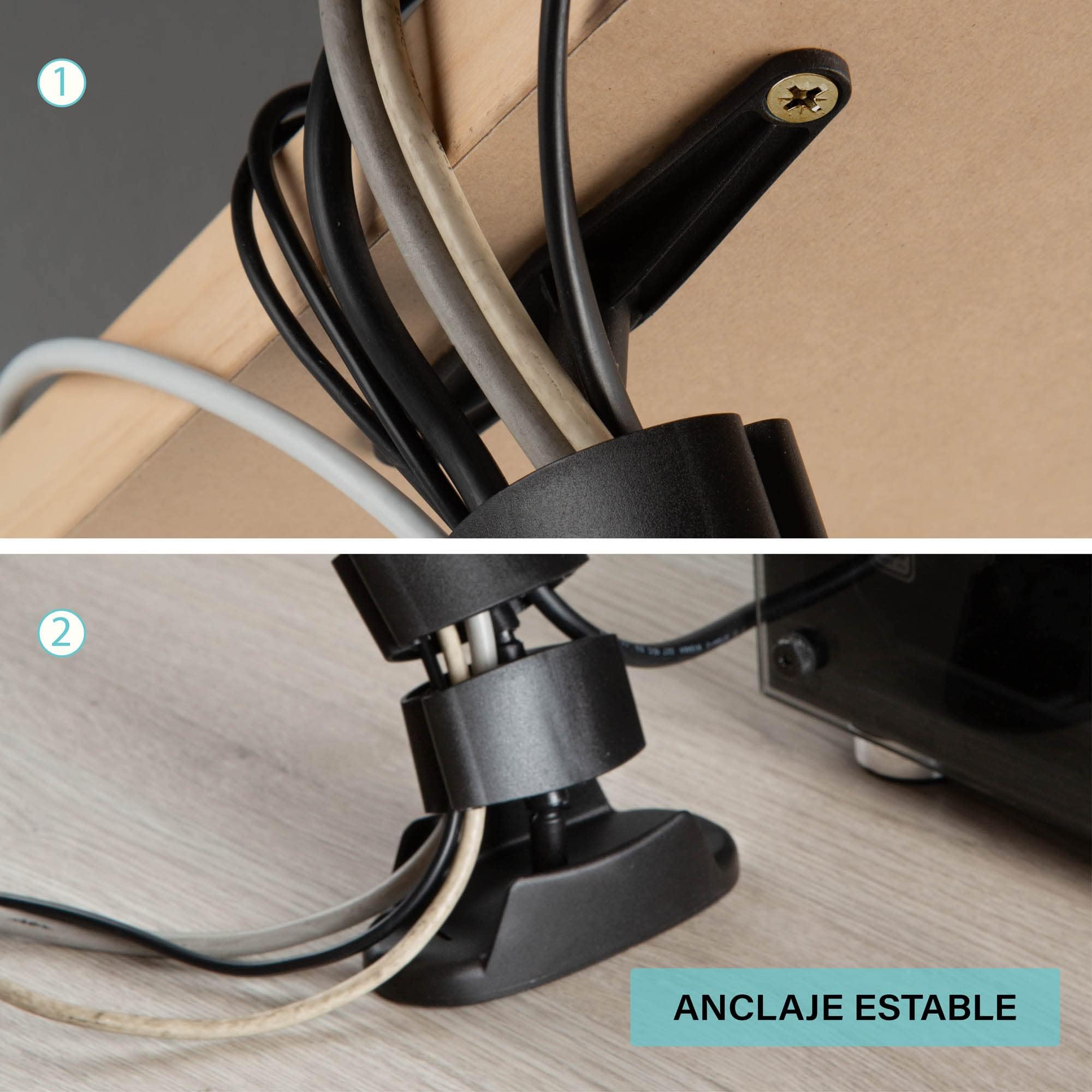 Organizador de Cables, Cubre Cables Flexible, Tubo sujeta Cables para hogar y Oficina (Negro 8 Unidades)