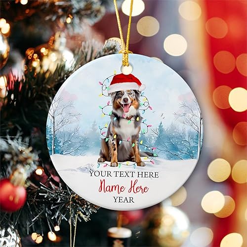 Vista 40 de Rottweiler - Adorno de cerámica personalizado para perro de Papá Noel, nombre y texto personalizados para mascotas, feliz para los amantes