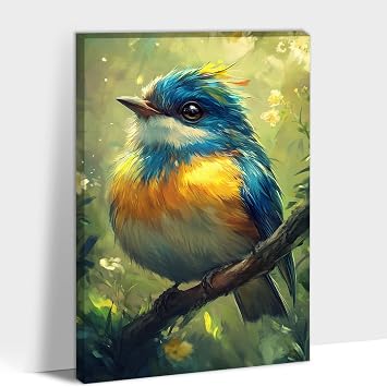 CXVU Rustic Bird Pictures Wall Art Decor Lnner Framed, Vintage Spring Bird Canvas Wall Art for Livingroom, Farmhouse Painting for Home Bedroom Cabin Ready To Hang 12x18