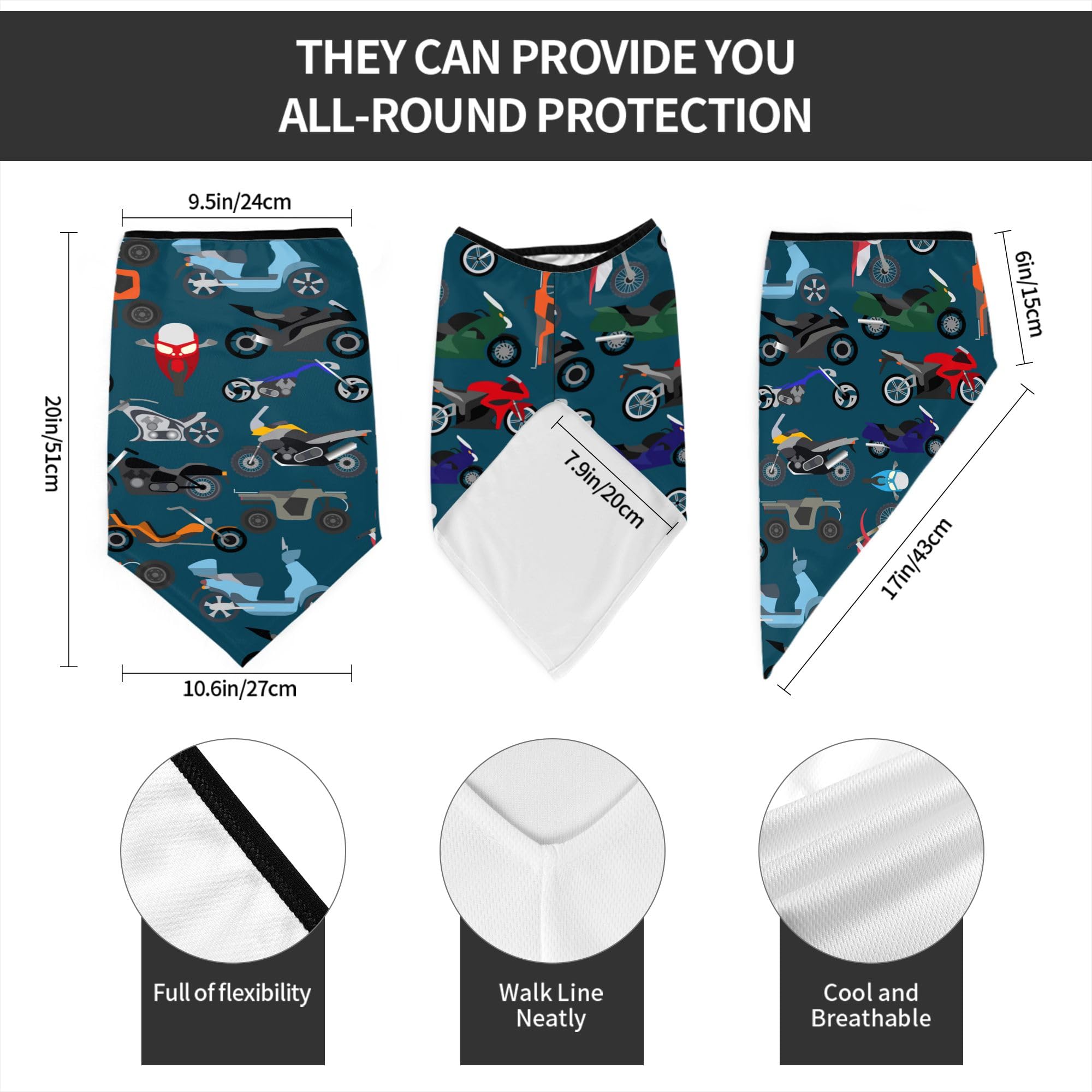 Motorcycle Trike All Purpose Neck Warmer Cold Wind Protection Mask Sun Shielding Neck Wrap