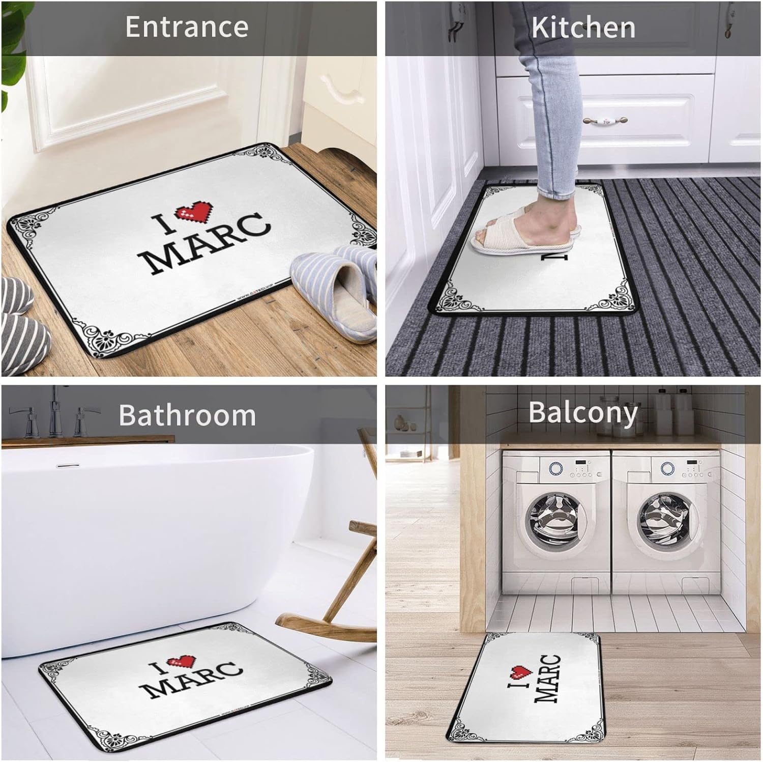 Welcome Mat for Front Door Outside I Love Marc Doormat Fall Front Door Mat Door Decor (Color : Colour, Size : 65X90CM)