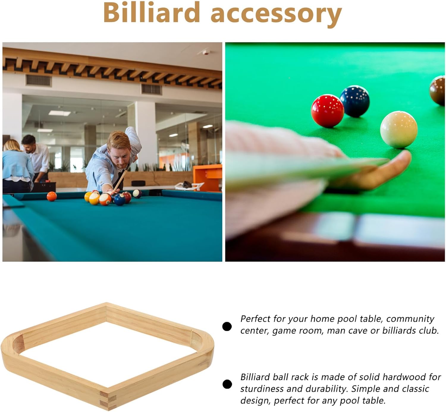2pcs Billiard Ball Rack Pool Table Frame for Snooker Games and Tournament Use Solid Hardwood Sturdy Lightweight Design