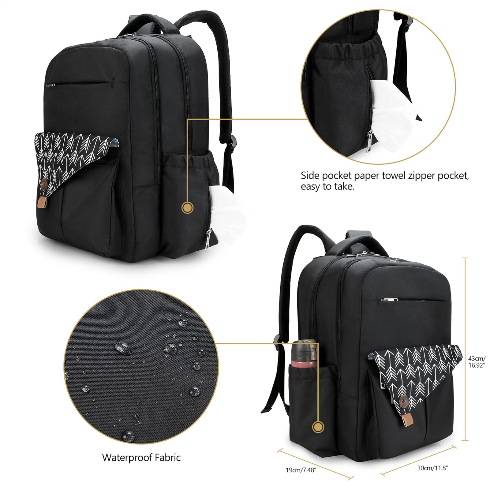 Borsa Per Pannolini Per Passeggino: Zaino A Doppio Strato Impermeabile Con | Porta USB, Grande Borsa Da Viaggio | Ampio Spazio Organizzatore Multifunzionale Per Le Mamme, Soluzione Di Stoccaggio Per