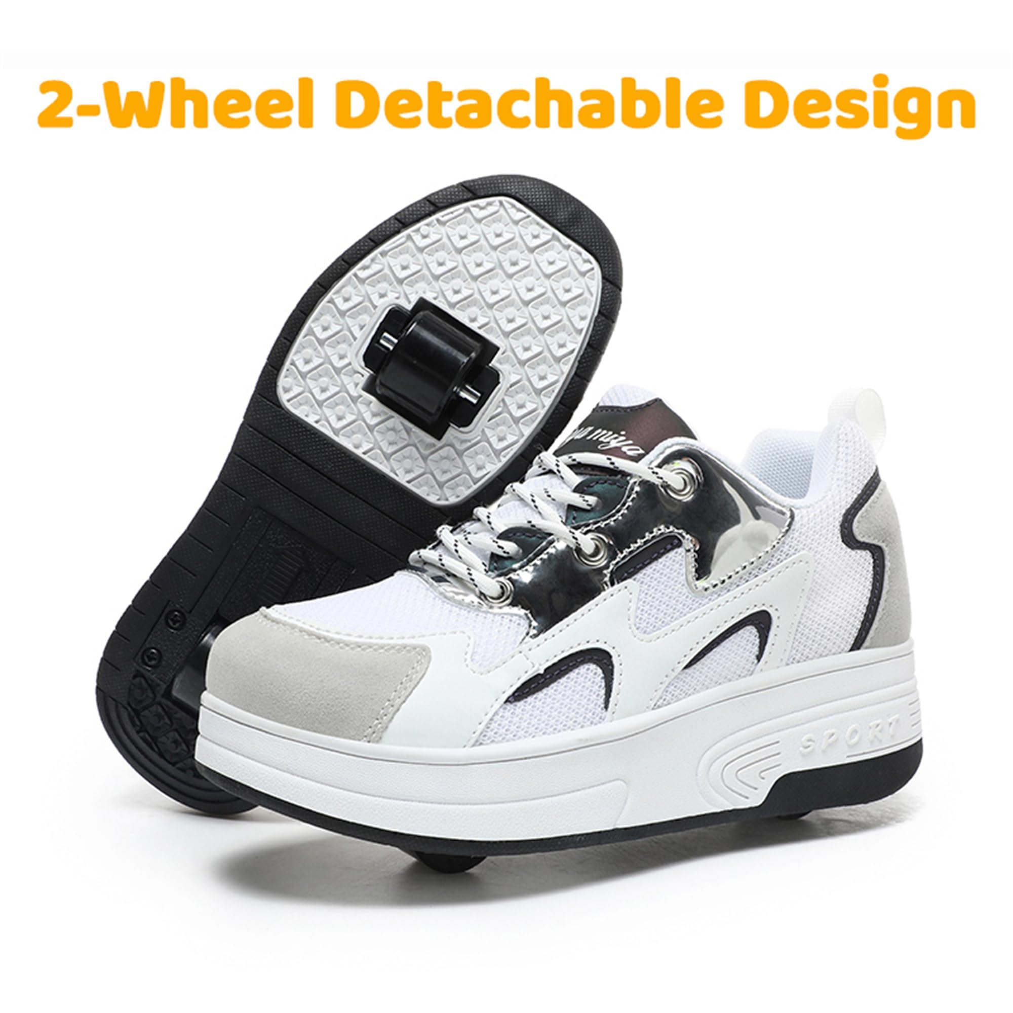 Wooowyet Zapatillas de patinaje con luces LED para niños y niñas, zapatillas de moda con ruedas, recargables por USB, gancho y bucle