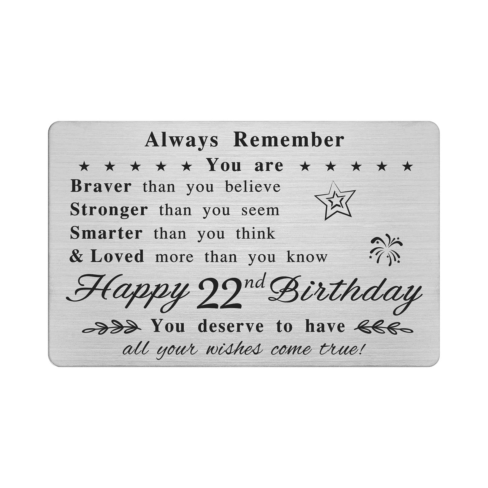 FALOGI Carte D'anniversaire 22 Ans Avec Inscription « You Are