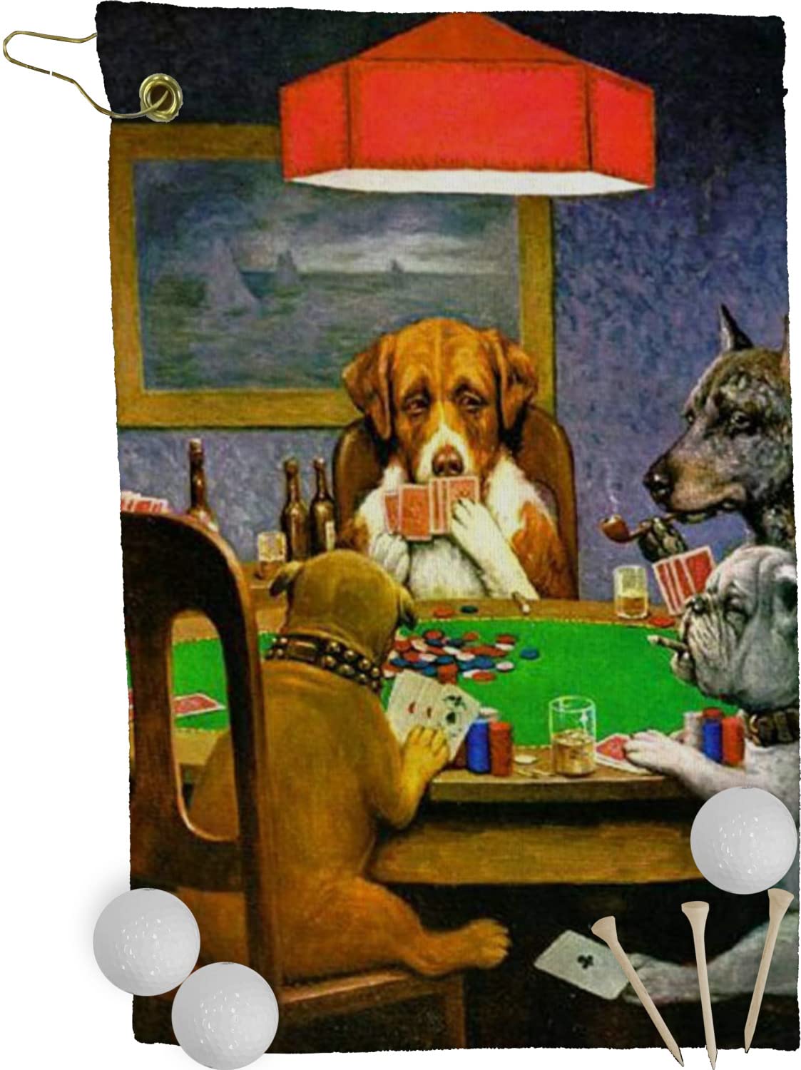 RNK Shops Dogs Playing Poker by C.M.Coolidge Golf Towel - Poly-Cotton Blend - Small