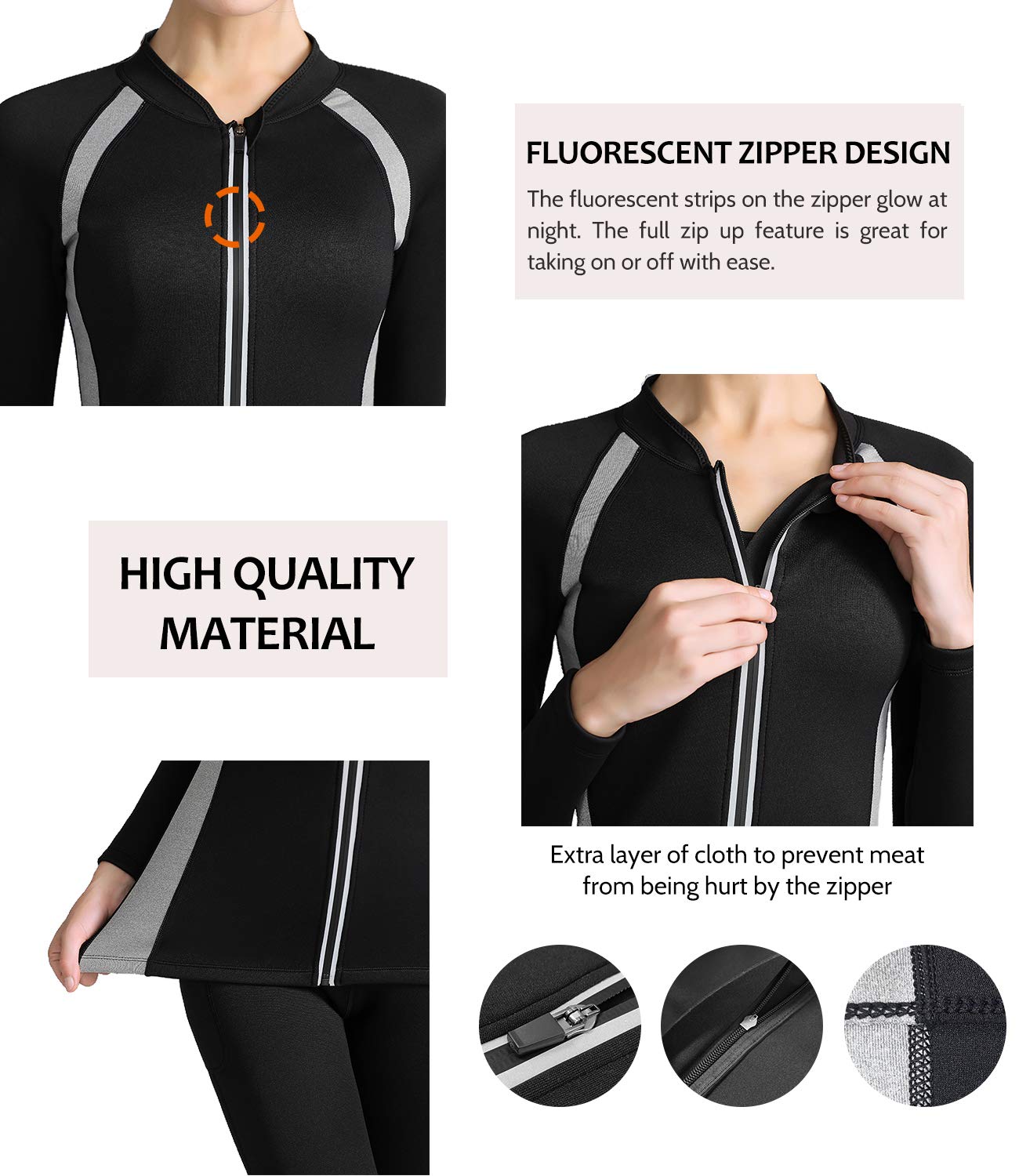 DoLoveY Sauna Jacket For Women Hot Sweat Workout Shirt Body Shaper Neoprene Long Sleeve Slim Sport Top