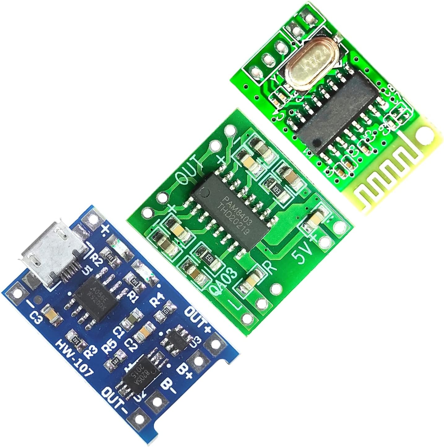 Combo of PAM8403 Stereo Amplifier Kit with Bluetooth Chip Audio Receiver
