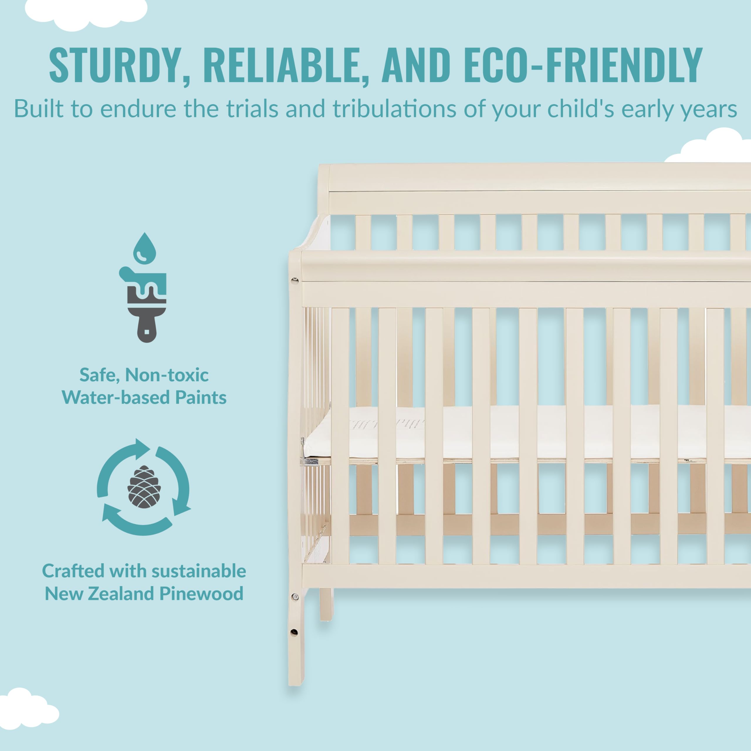 Dream On Me Aden 4in1 Convertible Mini Crib In French