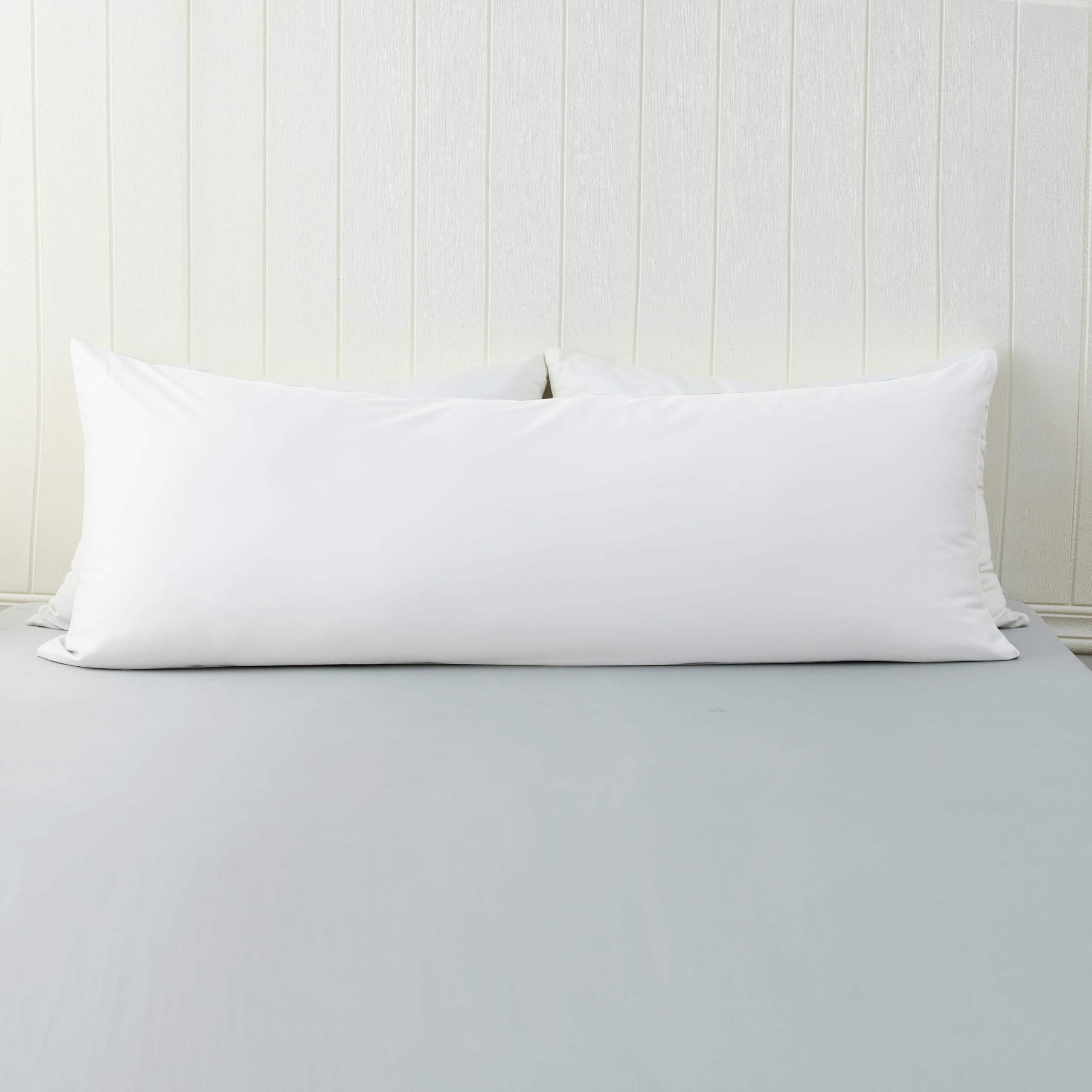 Protectores de almohada suaves 100 % algodón con cremallera invisible de 51 x 137 cm, fundas de almohada suaves de 600 hilos, color blanco, 1 paquete