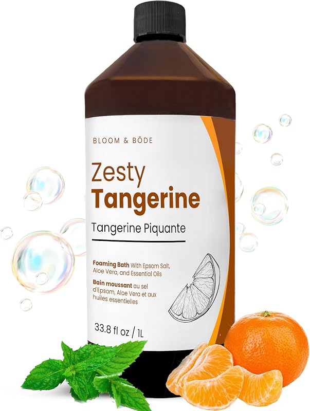 Espuma para banho Bloom & Bōde com óleos essenciais e sal de Epsom, fragrância Tangerina Zesty, 1 L