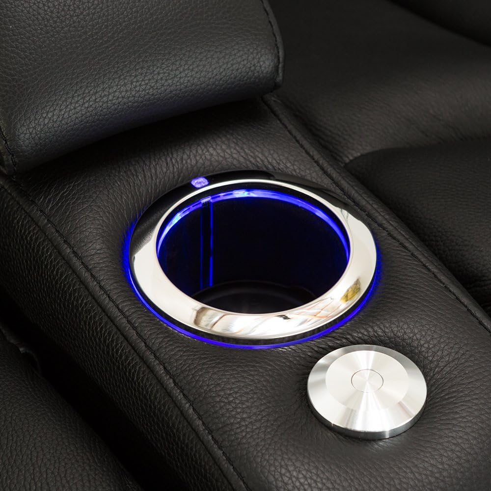 Seatcraft Grenada Black Leather Home Theater Seating - Row of 4 Seats with Center Loveseat - Power Recline : Home & Kitchen