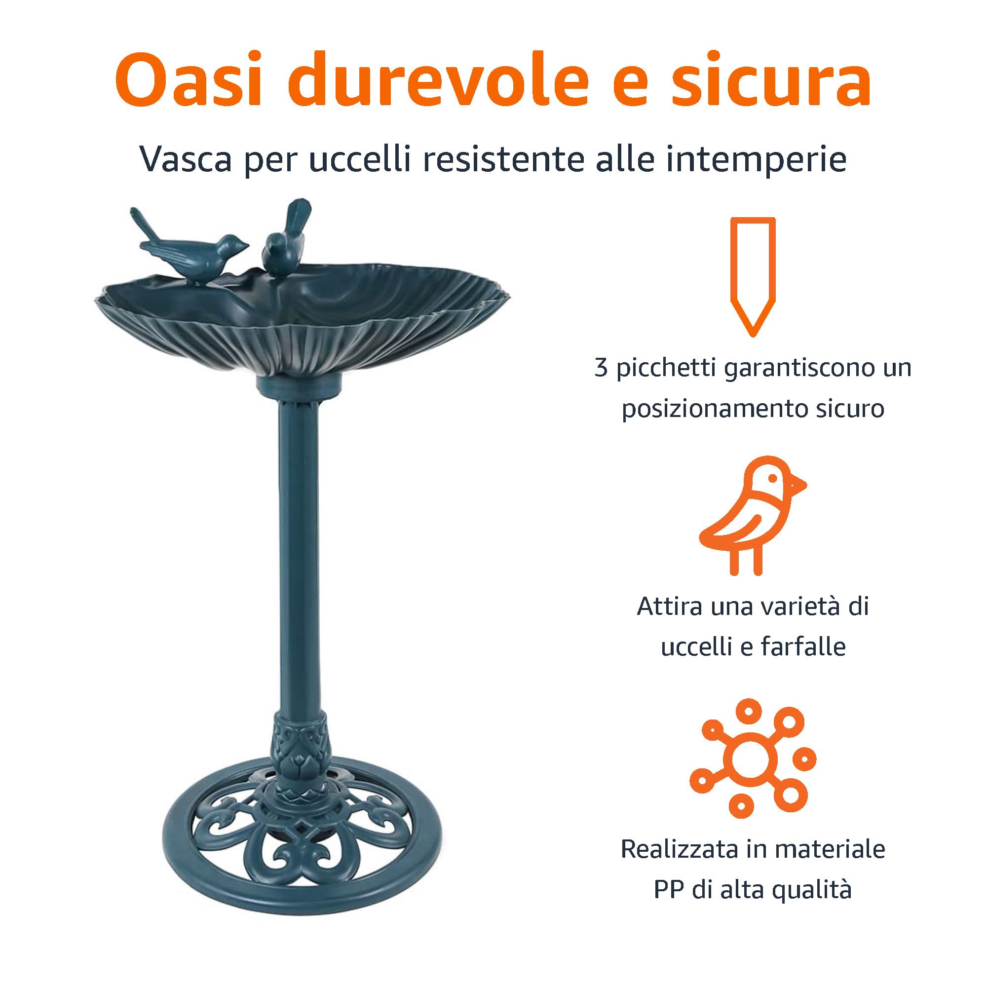 Amazon Basic - Vaschetta per uccelli, 81 cm - Verde