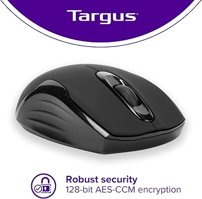 Targus Compact Mouse مع تقنية التتبع الأزرق للتتبع وسلك USB 2.5 قدم قابل للسحب ، أسود ورمادي ( AMU75US )