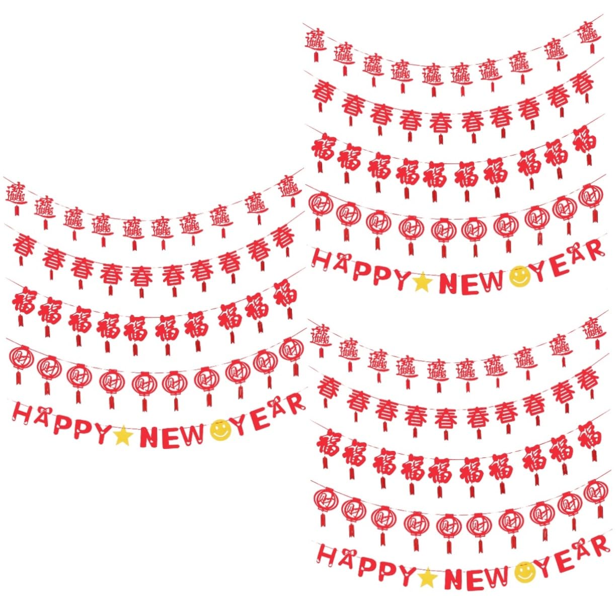 MAGICLULU 15 Pz buon anno latte art decorazioni di capodanno banner riutilizzabile di capodanno decorazione casa home decoration arredamento bandiera decorativa bandiera del partito rosso