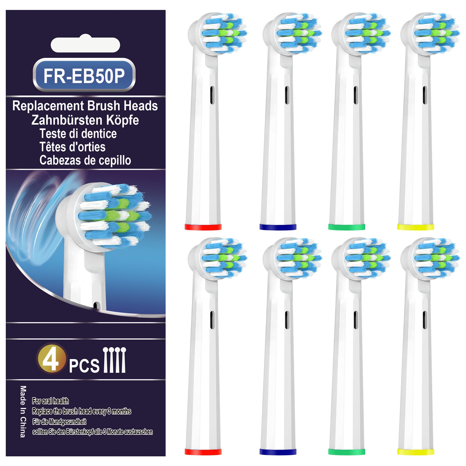 Replacement Toothbrush Heads Compatible with Braun Oral B Pro 1000/7000/9600/5000/3000/8000, Genius X and Smart 1500 Electric Toothbrush, 8 Pcs Accurate Cleaning Brush Heads (White)