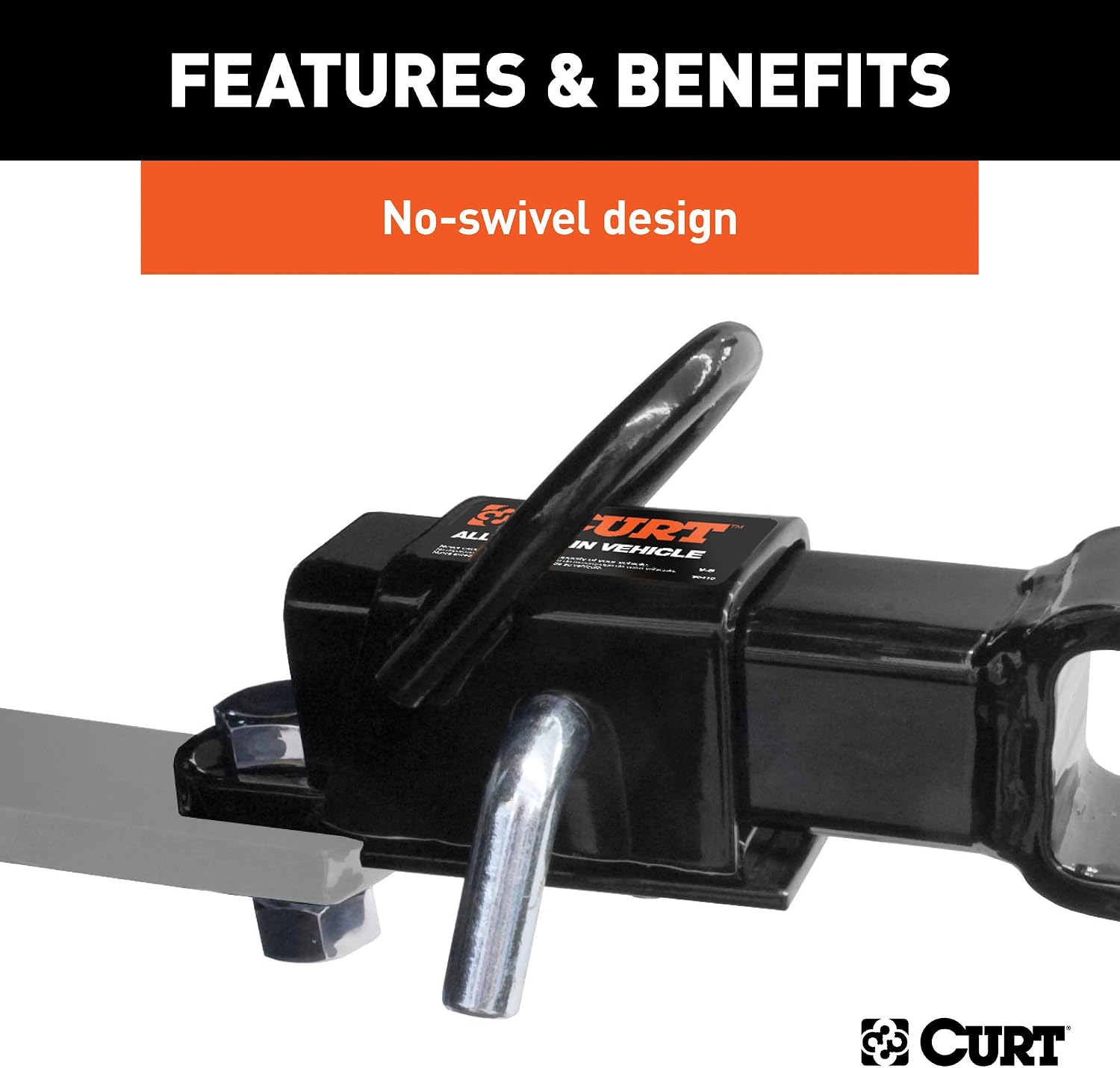 CURT 45038 3-in-1 UTV, ATV Trailer Hitch Mount with 2-Inch Receiver Adapter, 2-Inch Ball, Clevis Pin, 5/8-Inch Hole, Gloss Black Powder Coat
