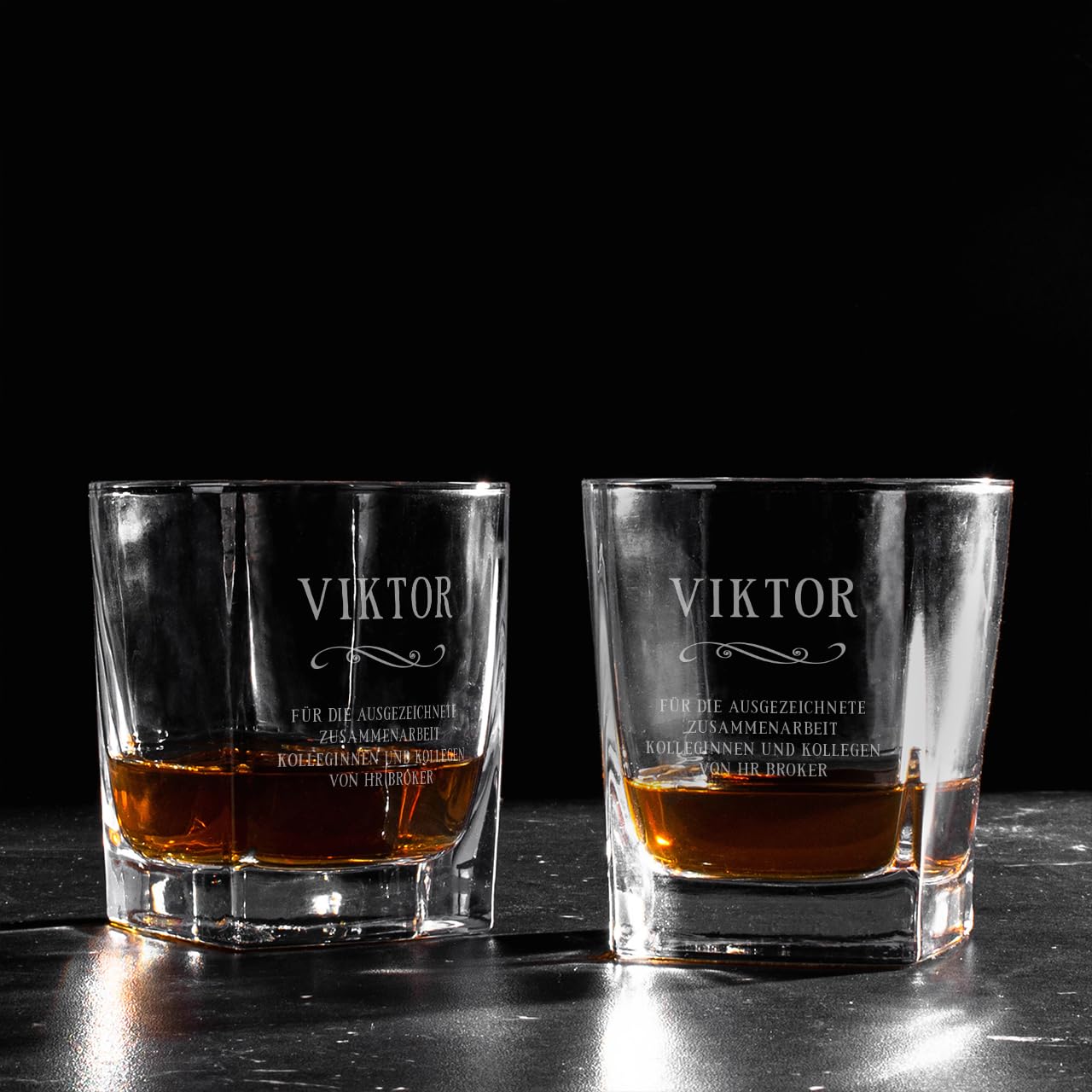 Personalisierte Whiskykaraffe Set Abschiedsgeschenk Kollege 2 Gläser Holzkiste Lasergravur Jobwechsel