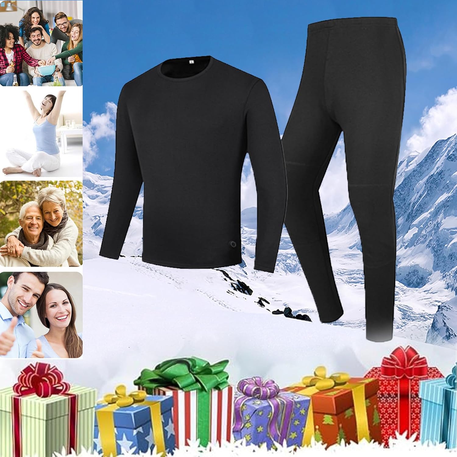 Smart USB Heated Underwear Winters Electric Heating Thermal Underwear, Unisex, 3-Level Temperature for Outdoor Skiing