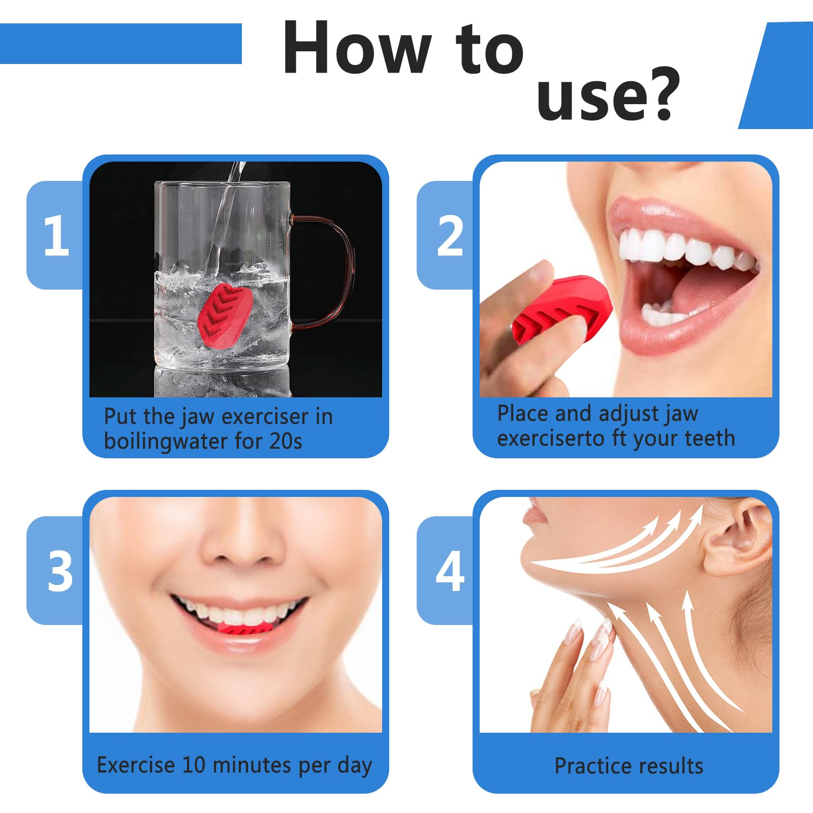 Silikon Jawline Trainer 3 Verschiedene Widerstandsstufen Kiefer Trainer Jaw Exerciser für Männer und Frauen Jawline Toner und Schöne Kieferlinie (6Pcs)