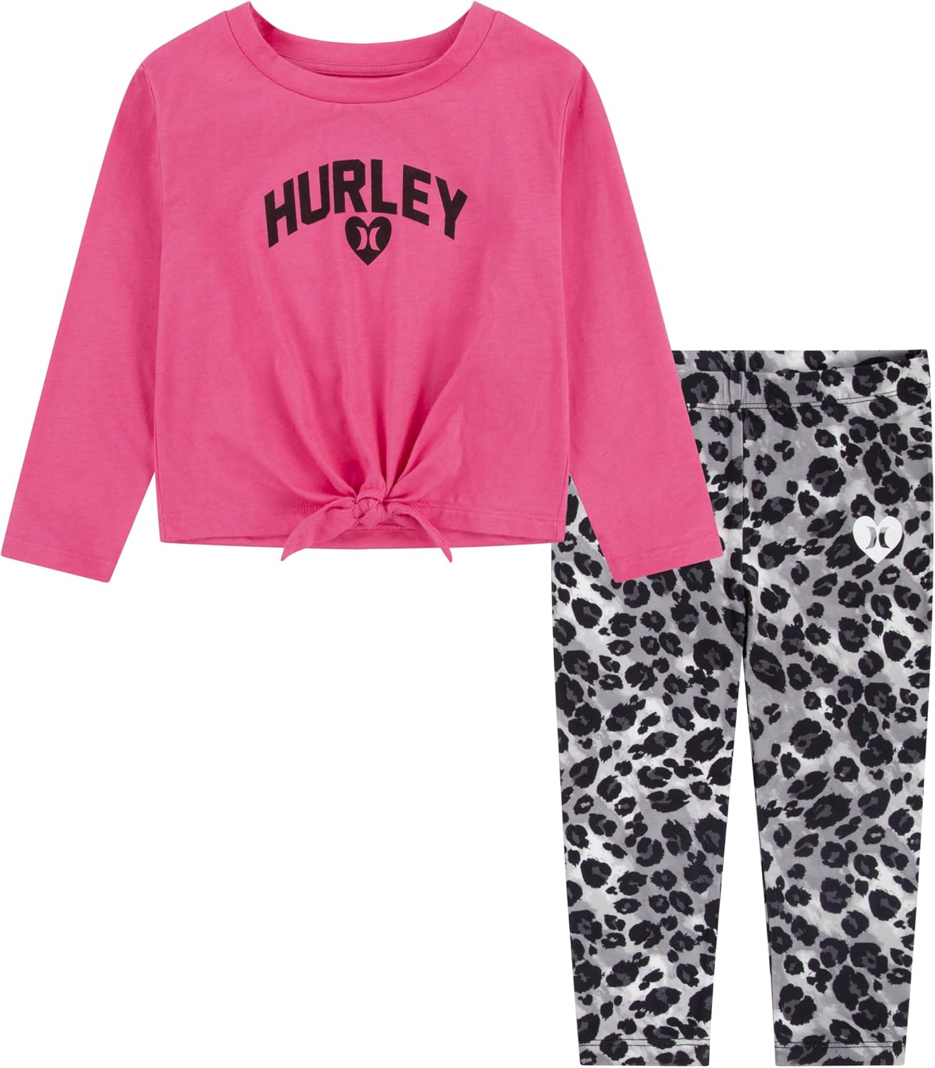 Hurley Girls' Graphic T-shirt and Leggings 2-piece Outfit Set