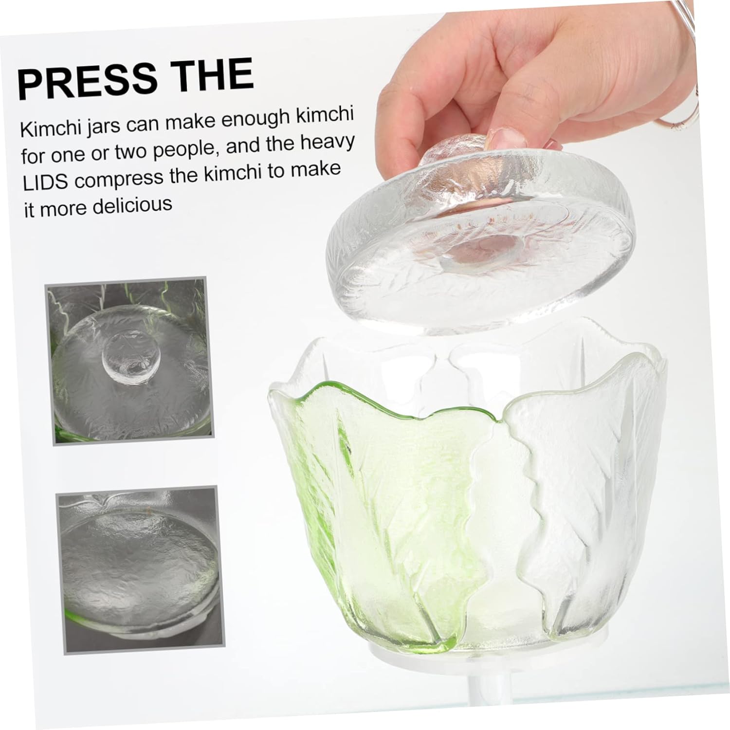 TIDTALEO Japanese Pickle Jar Vintage Glass Pickle Container Chinese Gadgets Pantry Jars Kimchi Container Japanese Style Pickle Jar Salad Mixing Bowls Canning Pot Vegetable Korean, 13X13CM