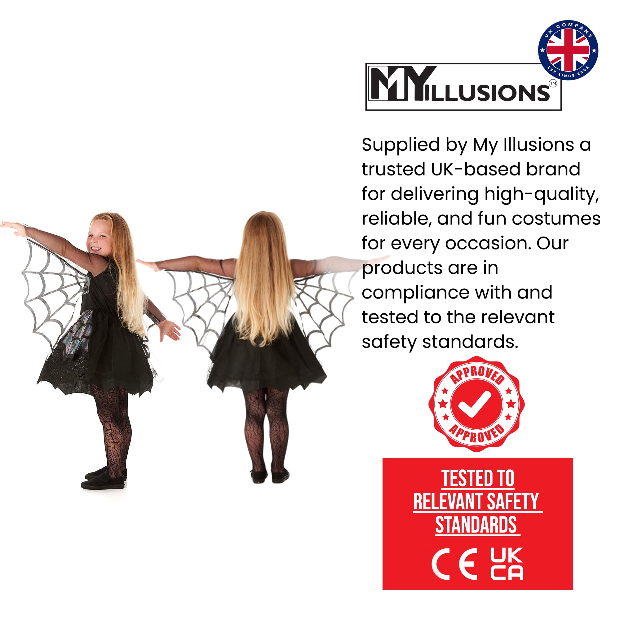 My Illusions Girls Shimmering Spider Kids Halloween Costume Iridescent Fancy Dress Child Outfit (Medium 6-8 Years) - Image 4